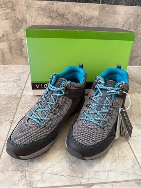 Vionic Action Cypress Hiking/Trail Sneaker NWT Gray with Teal Mesh Size 9